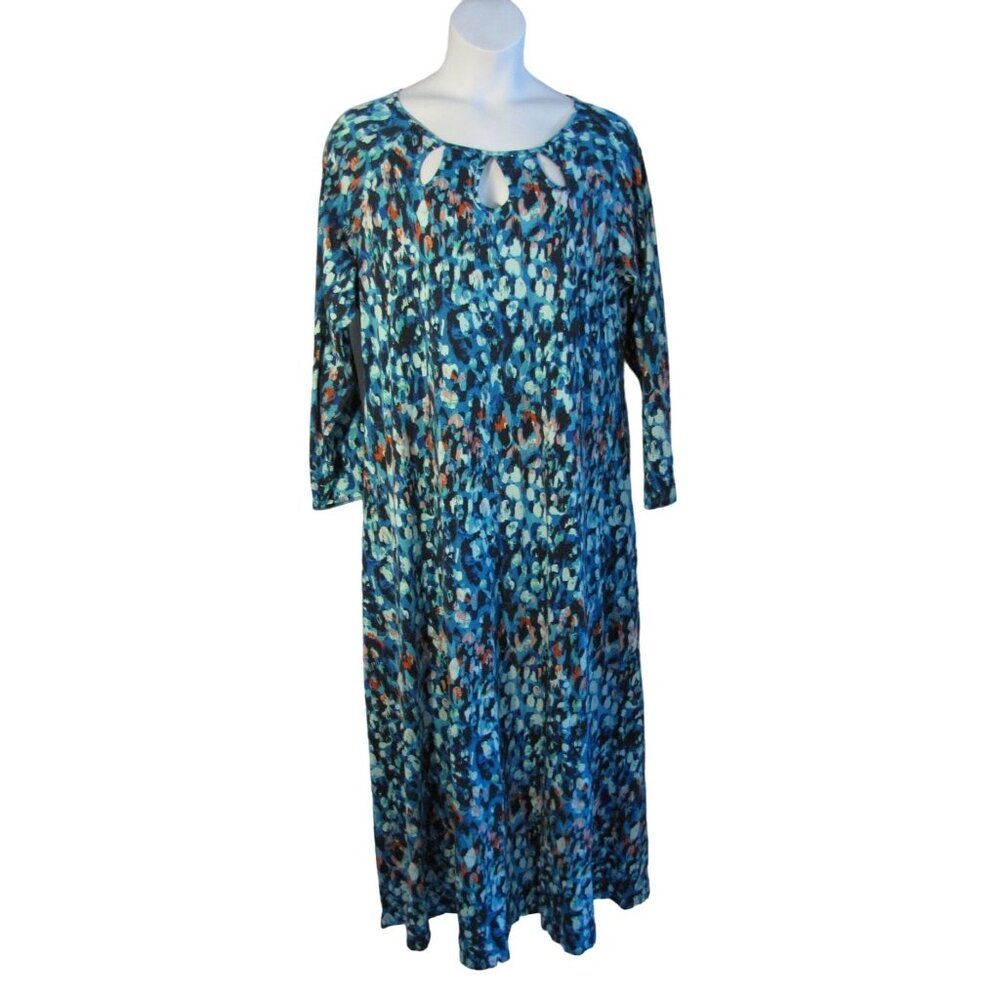 Soft Surroundings Teal And Rust Patterned Maxi Dr… - image 1